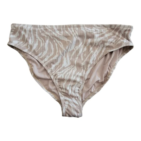 Wild Fable Beige Animal Print Ribbed Underwire Bralette Bikini Set, Size 2X - Picture 9 of 12